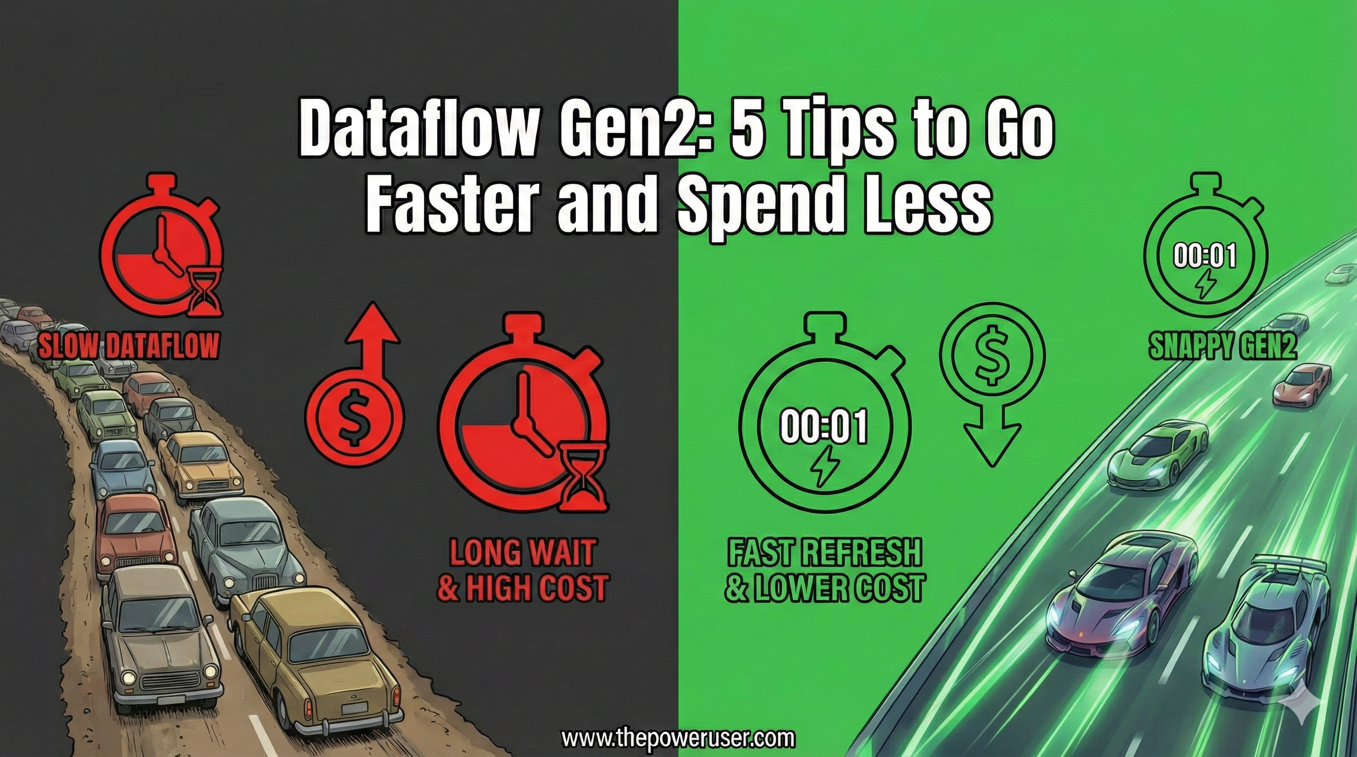 Dataflow Gen2: 5 Tips to Go Faster and Spend Less